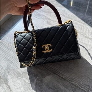 Chanel Black Quilted Shoulder Bag with Gold Accents